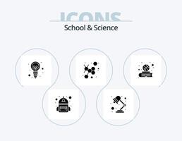 School And Science Glyph Icon Pack 5 Icon Design. read. bulb. science. atom vector