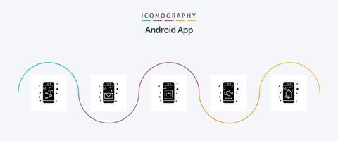 Android App Glyph 5 Icon Pack Including notification. app. mobile app. volume. mobile vector