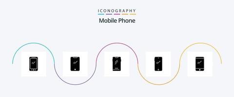 paquete de iconos de glifo 5 de teléfono móvil que incluye . vector