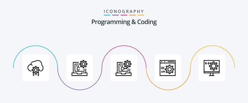 paquete de iconos de línea 5 de programación y codificación que incluye desarrollo. codificación. desarrollar. programación. desarrollar vector