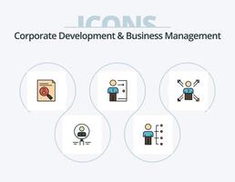 desarrollo corporativo y línea de gestión empresarial paquete de iconos llenos 5 diseño de iconos. globo. datos. controlar. gestión. tarea vector