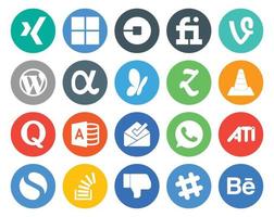 20 Social Media Icon Pack Including microsoft access quora cms player vlc vector