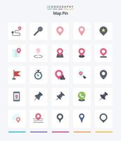 Creative Map Pin 25 Flat icon pack  Such As pin. map. location. location. stare vector