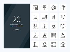 20 Tools Outline icon for presentation vector