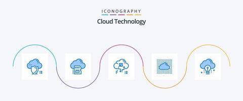 Cloud Technology Blue 5 Icon Pack Including sky. cloud. cloud. share. network vector