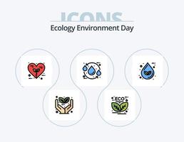 Ecology Line Filled Icon Pack 5 Icon Design. eco. protection. leaf. environment. eco vector