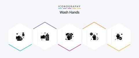 Wash Hands 25 Glyph icon pack including infect. disease. spray. dirty. washing vector