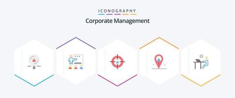 Corporate Management 25 Flat icon pack including location. distance. school. recruitment. marketing vector