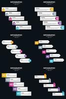 plantilla de diapositiva de presentación del paquete de infografías vectoriales 6 diagramas de ciclo de 5 pasos y líneas de tiempo vector