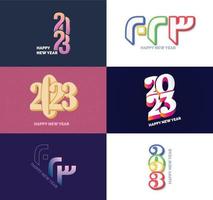 Big Collection of 2023 Happy New Year symbols Cover of business diary for 2023 with wishes vector