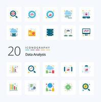 20 Data Analysis Flat Color icon Pack like business growth web data analytics vector