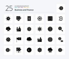 Finance 25 Solid Glyph icon pack including money. product. mobile. crate. process vector
