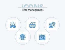 Time Management Blue Icon Pack 5 Icon Design. routine. watch. free. table. clock vector