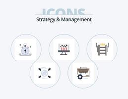 paquete de iconos planos de estrategia y gestión 5 diseño de iconos. kpi. grafico. fabricación. negocio. campana vector