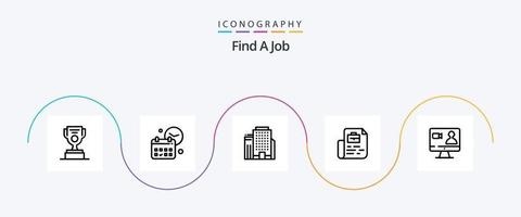 Find A Job Line 5 Icon Pack Including search. bag. job. file. document vector