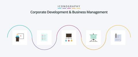 Corporate Development And Business Management Flat 5 Icon Pack Including graph. business. check. network. task vector