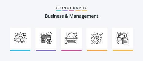 paquete de iconos de línea 5 de negocios y gestión que incluye red. estructura jerarquica. documento. red jerárquica. cronograma. diseño de iconos creativos vector