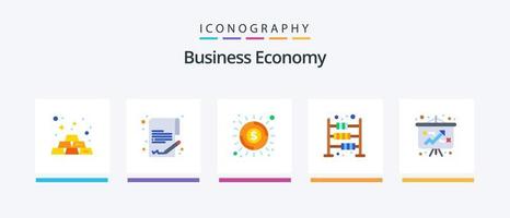 Economy Flat 5 Icon Pack Including strategy. economy. economy. finances. calculate. Creative Icons Design vector