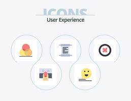 experiencia de usuario paquete de iconos planos 5 diseño de iconos. medios de comunicación. recibo. feliz. papel. rueda vector