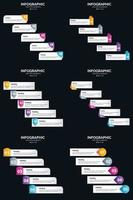 plantilla de diapositiva de presentación del paquete de infografías vectoriales 6 diagramas de ciclo de 5 pasos y líneas de tiempo vector