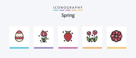 Spring Line Filled 5 Icon Pack Including nature. spring. baloon. snail. bug. Creative Icons Design vector