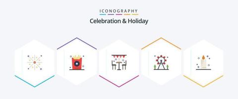 celebración y vacaciones 25 paquete de iconos planos que incluye signo. ocio. fiesta. día festivo. exterior vector