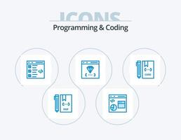 programación y codificación blue icon pack 5 diseño de iconos. codificación. aplicación desarrollo. lista. desarrollar vector