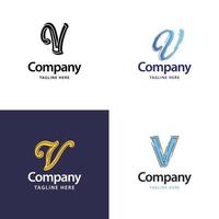 letra v diseño de paquete de logotipos grandes diseño de logotipos modernos y creativos para su negocio vector