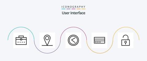 User Interface Line 5 Icon Pack Including lock. interface. interface. finance. card vector