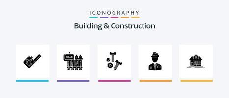 Building And Construction Glyph 5 Icon Pack Including constructor. industry. garden. worker. screw. Creative Icons Design vector