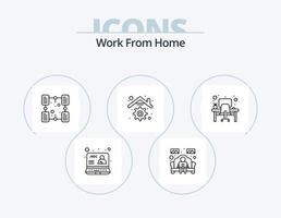 trabajar desde el diseño de iconos del paquete de iconos de la línea de inicio 5. tutorial. en línea. web. Internet. tarea vector