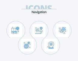 paquete de iconos azul de navegación 5 diseño de iconos. GPS. ruta. ubicación. alfiler. objetivo vector