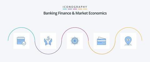 Banking Finance And Market Economics Blue 5 Icon Pack Including finance. budget. business. money. plant vector