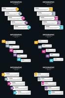 Vector 6 Infographics Pack Presentation slide template 5 Steps cycle diagrams and timelines