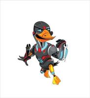 Robot duck mascot vector illustration on white background