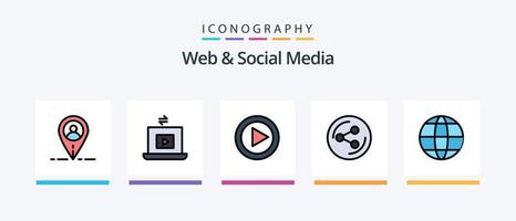 La línea web y de redes sociales llenó el paquete de 5 íconos, incluido el resumen. viral. seo .. diseño de iconos creativos vector
