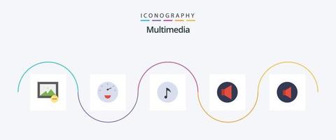 Multimedia Flat 5 Icon Pack Including . note. vector