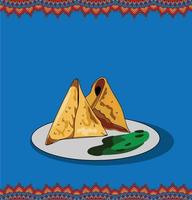 Samosa Indian and Pakistani food vector illustration