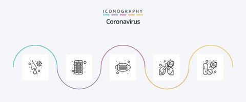 Coronavirus Line 5 Icon Pack Including antivirus. pneumonia. face. lung. bronchitis vector