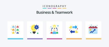 Business And Teamwork Flat 5 Icon Pack Including chart. exchange. project. arrows. work. Creative Icons Design vector