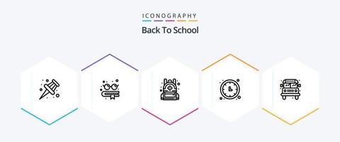 Back To School 25 Line icon pack including . school. school. bus. timer vector