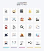 creativo regreso a la escuela 25 paquete de iconos planos como papel. fórmula. biblioteca. educación. educación vector