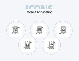 Mobile Application Line Icon Pack 5 Icon Design. goal. interaction. app. culculater. app vector