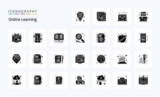 25 Online Learning Solid Glyph icon pack vector