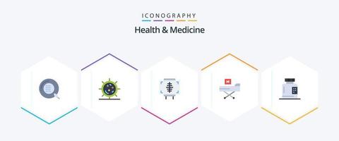 Paquete de 25 íconos planos de salud y medicina que incluye . . forma. salud. aptitud física vector
