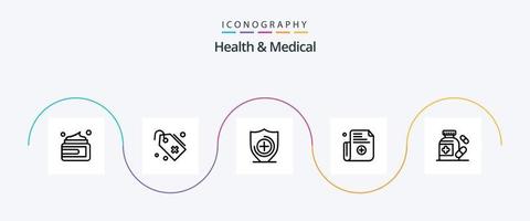 paquete de iconos de la línea médica y de salud 5 que incluye. pastillas médico. médico. médico vector