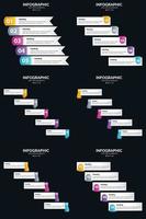 plantilla de diapositiva de presentación del paquete de infografías vectoriales 6 diagramas de ciclo de 5 pasos y líneas de tiempo vector