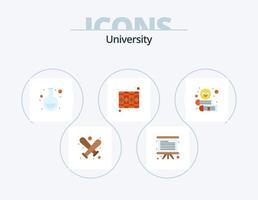 paquete de iconos planos universitarios 5 diseño de iconos. búho. matraz. registro. documento vector