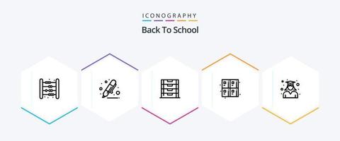 paquete de iconos de 25 líneas de regreso a la escuela que incluye fórmula. calcular. resaltador De vuelta a la escuela. escuela vector