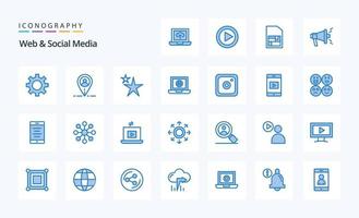 25 Web And Social Media Blue icon pack vector